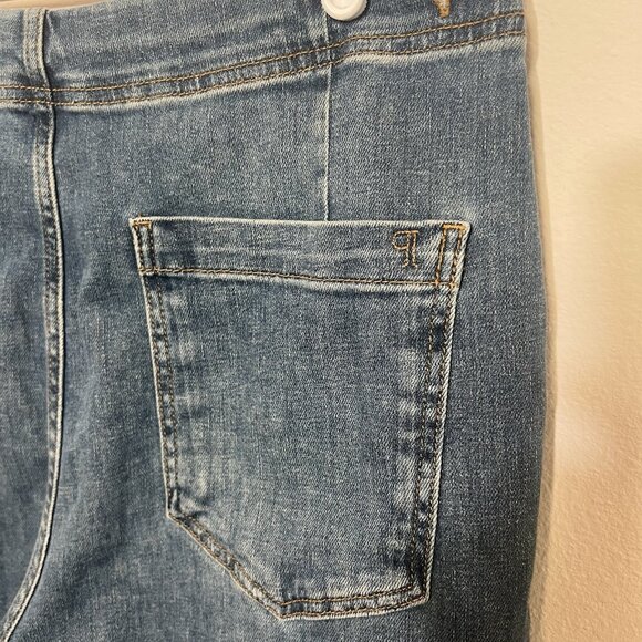Pilcro Anthropologie Blue Jeans Size 29 Crop Leni Curved Barrel Tapered Stretch - Picture 14 of 16